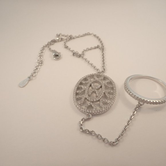 Bracelet Chain link finger Ring Sterling Silver - Picture 4 of 4